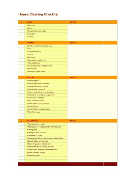 Free Printable House Cleaning Checklist Templates [PDF, Excel, Word]