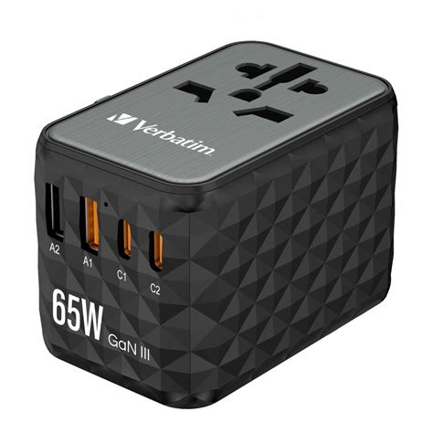 VERBATIM 32120 GaN III Universal Travel Adapter UTA 05 With 2 X USB C