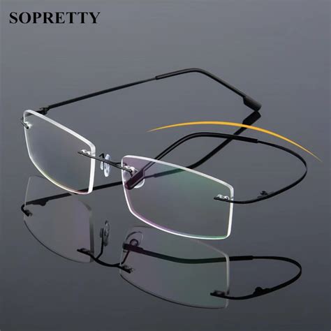 Classic Mens Titanium Rimless Glasses Frames Spring Temple Myopia Optical Frame Ultra Light