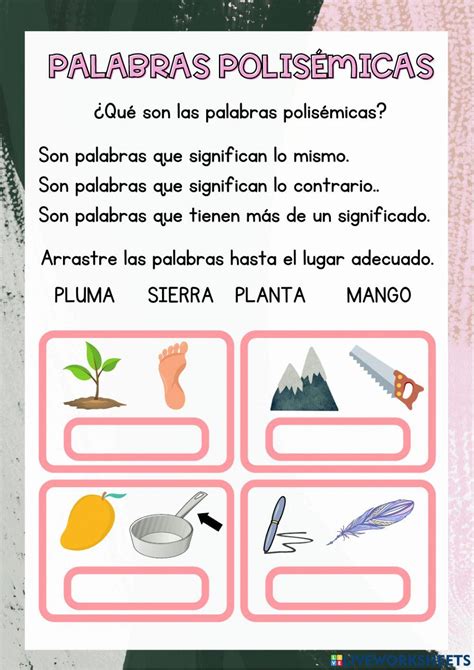 Palabras Polisemicas Interactive Worksheet For 4º Live Worksheets