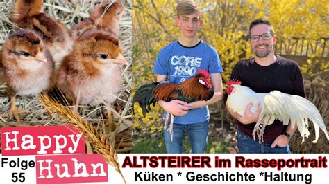 HAPPY HUHN Altsteirer Hühner im Rasseportrait in Weiß und Wildbraun