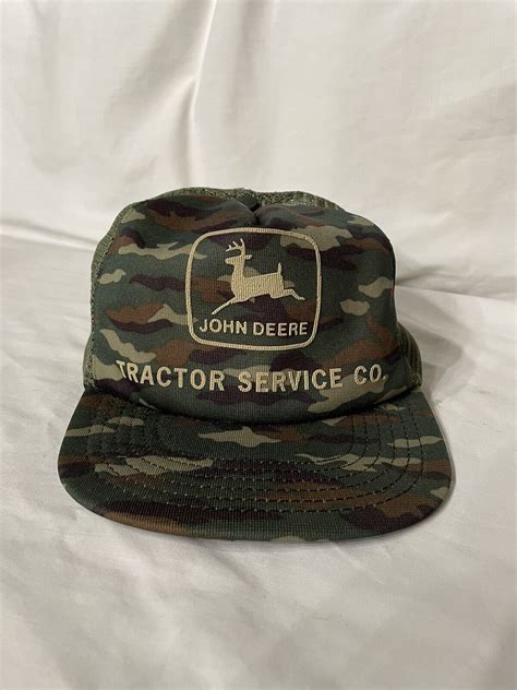 Vintage John Deere Camo Trucker Hat Tractor Service C Gem