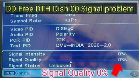 Signal Intensity Signal Quality No Signal Problem In Dd Free Dish