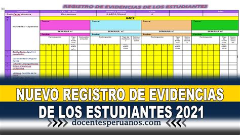 NUEVO REGISTRO DE EVIDENCIAS DE LOS ESTUDIANTES 2021