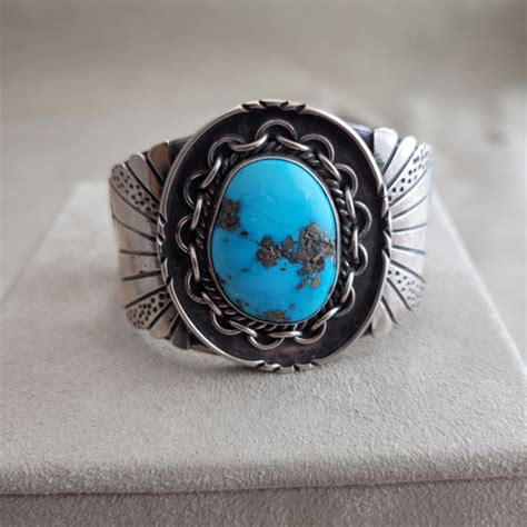 Rare Sterling Silver Morenci Turquoise Cuff By Glen Adeky True West