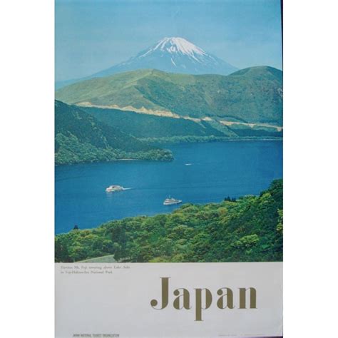 Japan Mount Fuji And Lake Ashi Vintage 1966 Tourism Poster