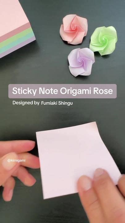 Sticky Note Origami Rose Designed By Fumiki Shinju