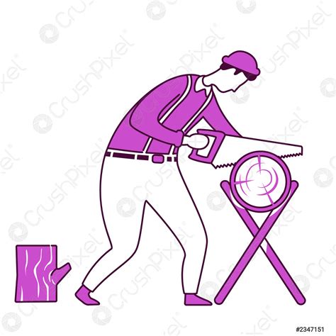 Carpenter Flat Silhouette Vector Illustration Housekeeping DIYs