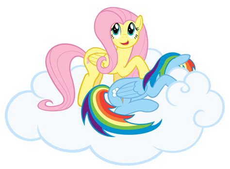 58594 Safe Artiststabzor Fluttershy Rainbow Dash G4 Cloud