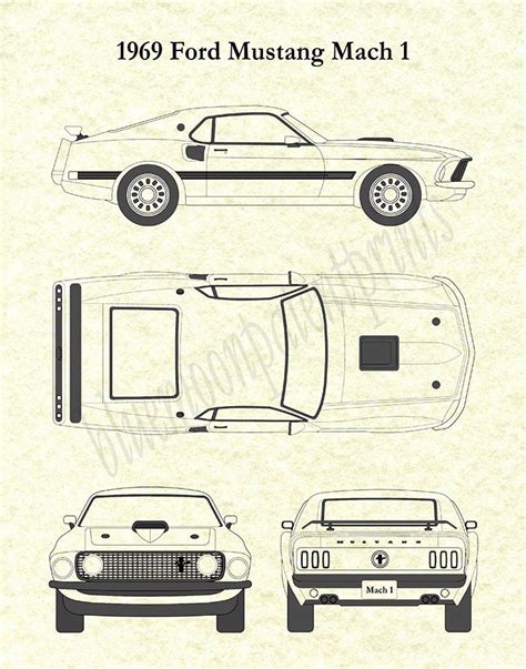 1969 Ford Mustang Mach 1 Poster, Mustang Mach 1 Drawing - Mustang Lover ...