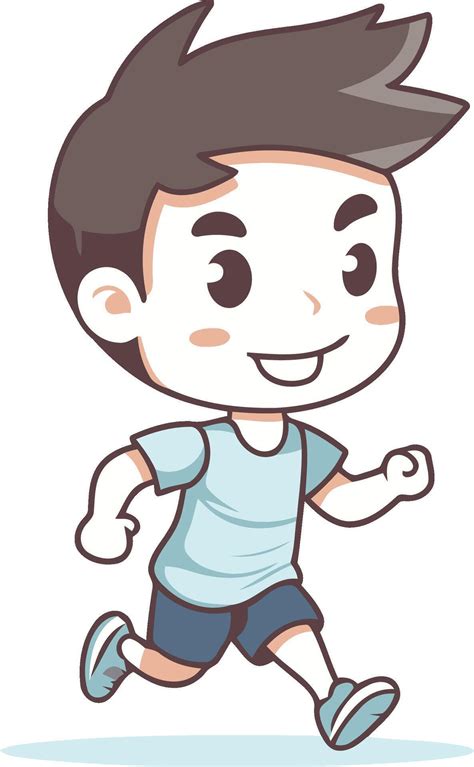 Running Boy Cartoon Character Illustration Cute Little Boy Running