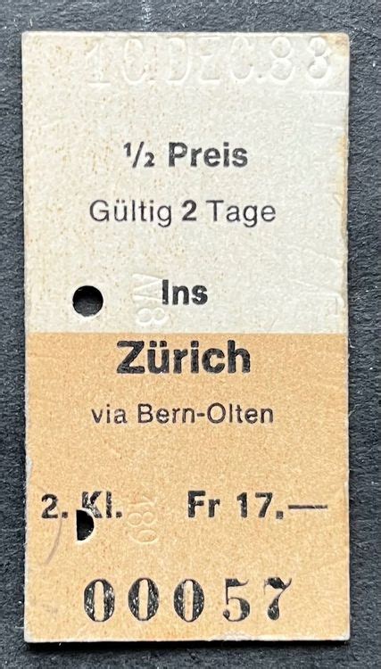 Ins Zürich via Bern Olten Billett 1983 Kaufen auf Ricardo