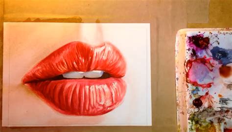 How To Paint An Ultra Realistic Pair Of Human Lips Beebly S Watercolor Painting