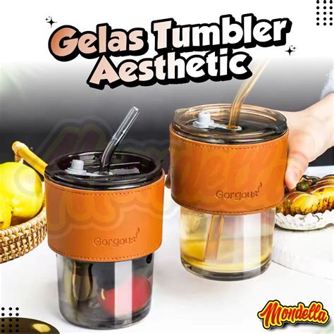 Jual Gelas Aesthetic Botol Minum Kaca Tumbler Kopi Korean Wadah Minum