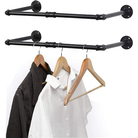 Wall Mounted Clothes Rack 22 Inch Set Of 2 Industrial Pipe Coat