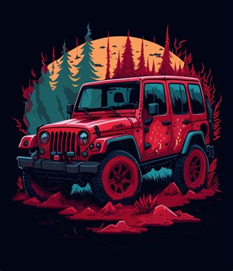 Red jeep illustration | Premium AI-generated vector