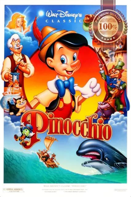 Pinocchio 1940 40s Original Walt Disney Cartoon Classic Art Print Premium Poster 1995