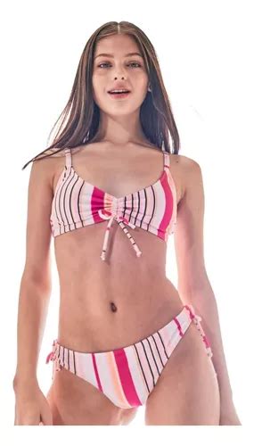 Bikini Sweet Victorian Top Y Colaless Rayada Con Jareta