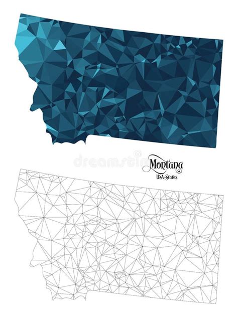 Low Poly Map Of Montana State Usa Polygonal Shape Vector Illustration