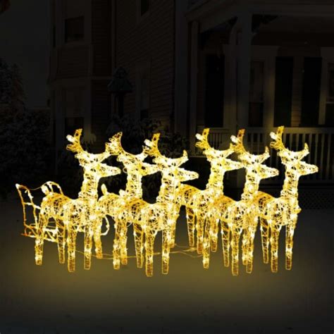 VidaXL Reindeers Sleigh Christmas Decoration 320 LEDs Acrylic 6 Pcs