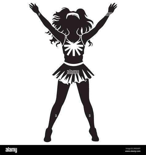 Cheerleader Black And White Seated Vector Illustration Stock Vector