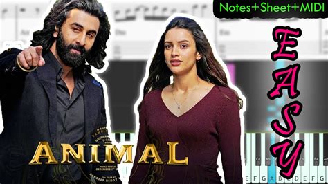 Pehle Bhi Mein Animal 2023 Notessheetmidi Easy Piano Tutorial