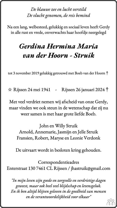 Gerdina Hermina Maria Van Der Hoorn Struik