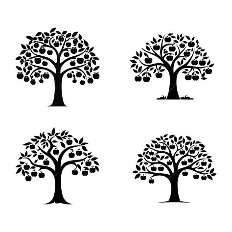 Premium Vector Apple Orchard Serenity Tree Silhouette