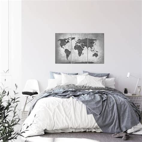 Runa Art Carte Du Monde Peinture Tableau Salon Xxl Gris Des Pays