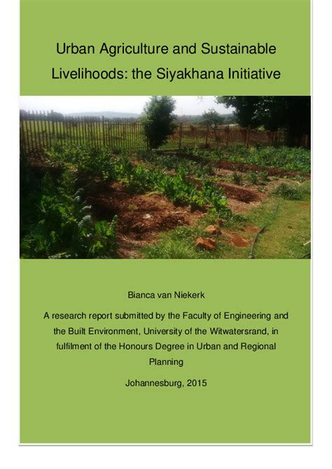 Pdf Urban Agriculture And Sustainable Livelihoods The Siyakhana