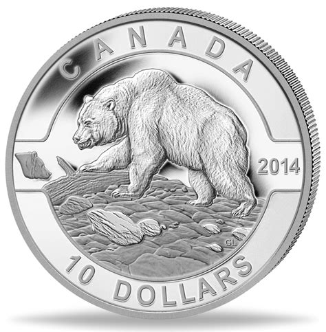 Kanada 10 Kanadische Dollar 2014 Grizzlybär Silber Münzen