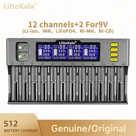 LiitoKala Lii S12 12 Slot LCD Battery Charger For Li Ion LiFePO4 Ni MH