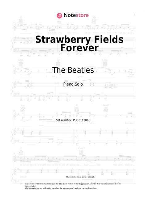 Strawberry Fields Forever Piano Sheet Music The Beatles In Note Piano Solo Sku