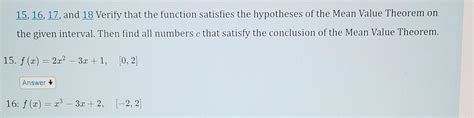 Solved 15 16 17 And 18 Verify That The Function Satisfies