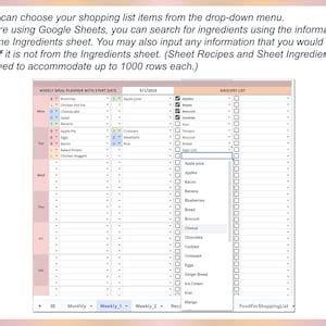 Excel Meal Planner, Grocery List, Simple Meal Planner, Meal Planner Template, Monthly, Weekly ...