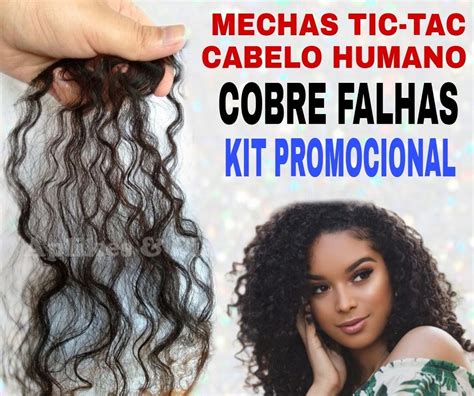 Kit Mechas Tic Tac Crespo Afro Aplique Cabelo Humano Parcelamento