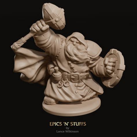 Dwarven Cleric 3d Printed Miniature for Tabletop Rpgsdungeons and ...