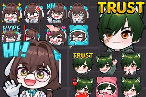 Create Cute Custom Chibi Anime Twitch Emotes Or Sub Badges Sticker In