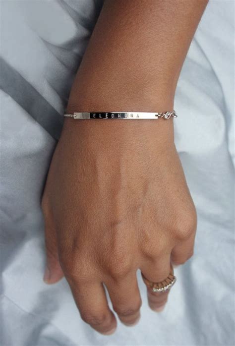 Diamond Bar Bracelet Silver Bar Bracelet Sterling Silver Bracelets Silver Ring Silver