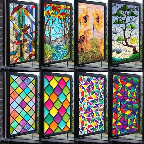 Custom Size Stained Glass Window Film Electrostatic Heat Proof Etsy