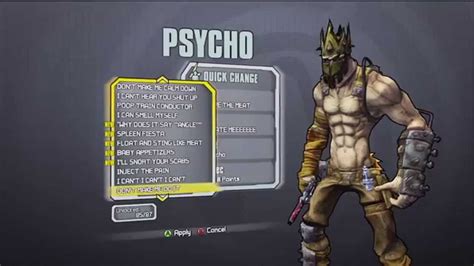 Borderlands 2 Psycho Krieg Dlc All In Game Heads And Skins Customization Youtube