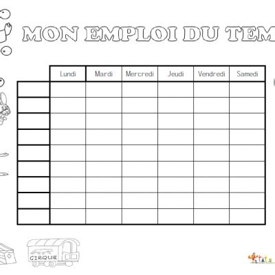 Emploi Du Temps Colorier Par T Te Modeler Emploi Du Temps