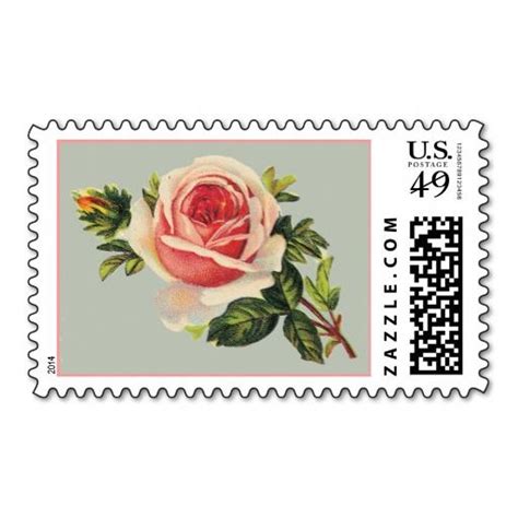 Vintage Pink Rose Postage Stamps Zazzle Flores Victorianas Rosas