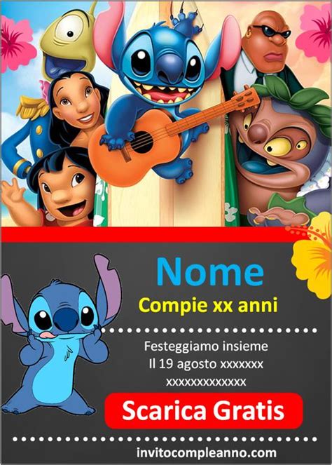 Inviti Di Compleanno Stitch Invito Compleanno