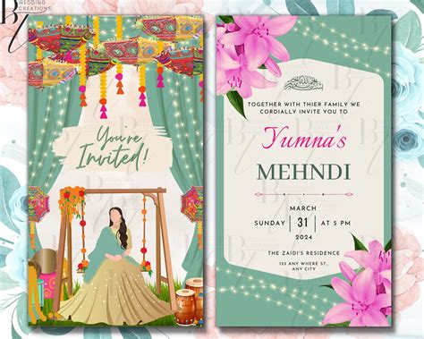 Animated Turquoise Mehndi Dholki Mayoun Mayun Haldi Henna Sangeet Invitation Card Muslim Desi