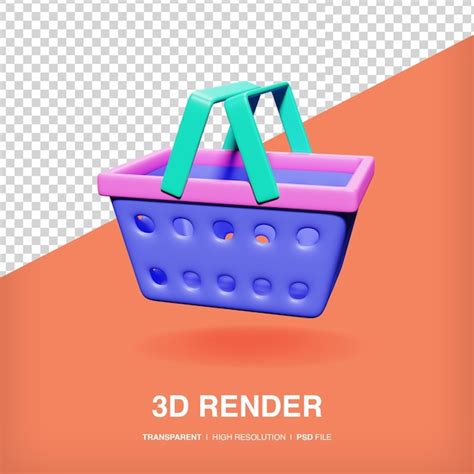 Ícone 3D da cesta de compras PSD Premium