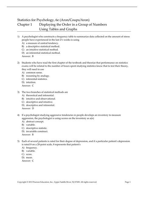 Statistics For Psychology International Edition Aron Exam