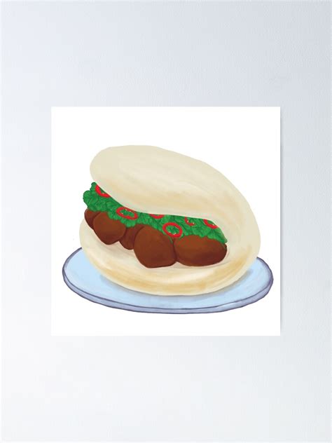 Taiwanese Pork Belly Buns Gua Bao 割包 Poster by JustAddCoco Redbubble