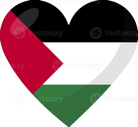 State of Palestine flag heart 3D style. 38463424 PNG