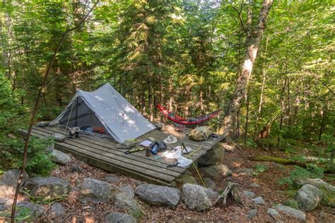 Camping with Tent and Hammock with Supplies and Gear All Over the Place ...